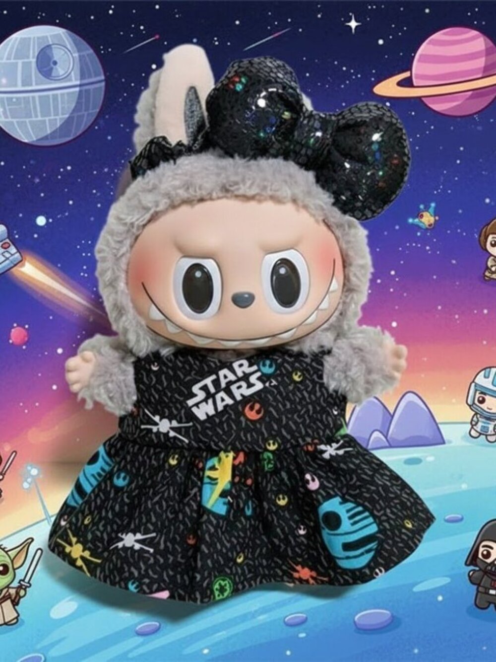Custom Disney Star Wars Dress and Metallic Bow Outfit made to fit Labubu